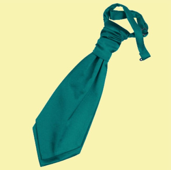 Teal Green Boys Plain Satin Pre-tied Ruche Wedding Cravat Necktie 