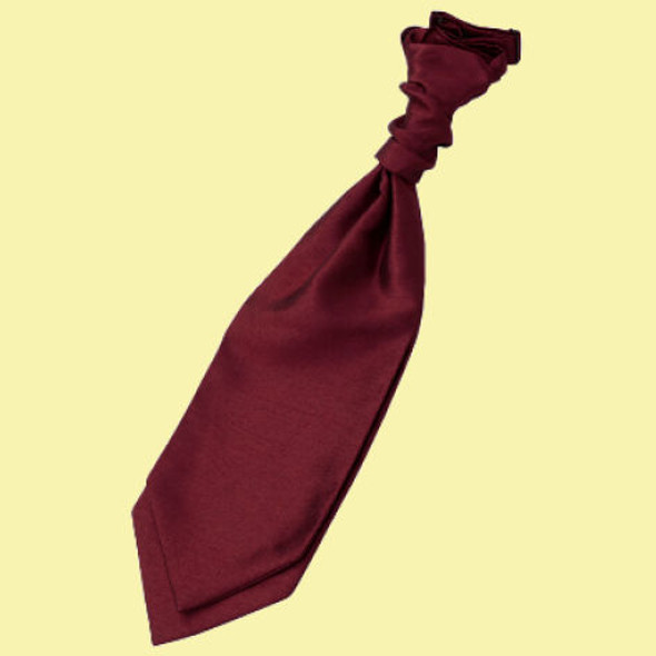 Burgundy Mens Plain Shantung Pre-tied Ruche Wedding Cravat Necktie 