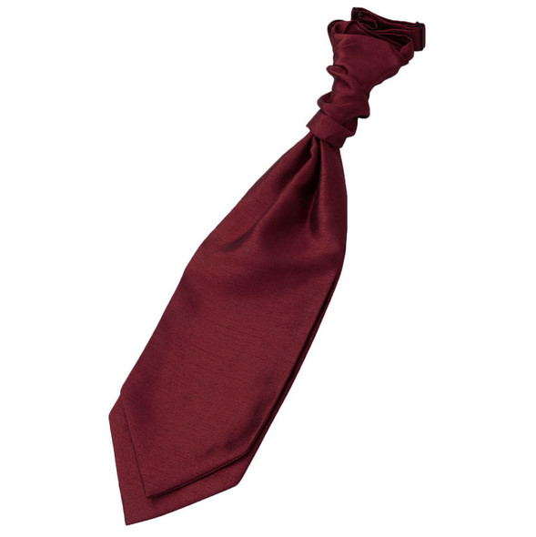 Burgundy Mens Plain Shantung Pre-tied Ruche Wedding Cravat Necktie 