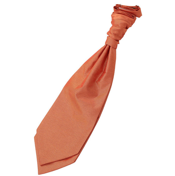 Copper Mens Plain Shantung Pre-tied Ruche Wedding Cravat Necktie 