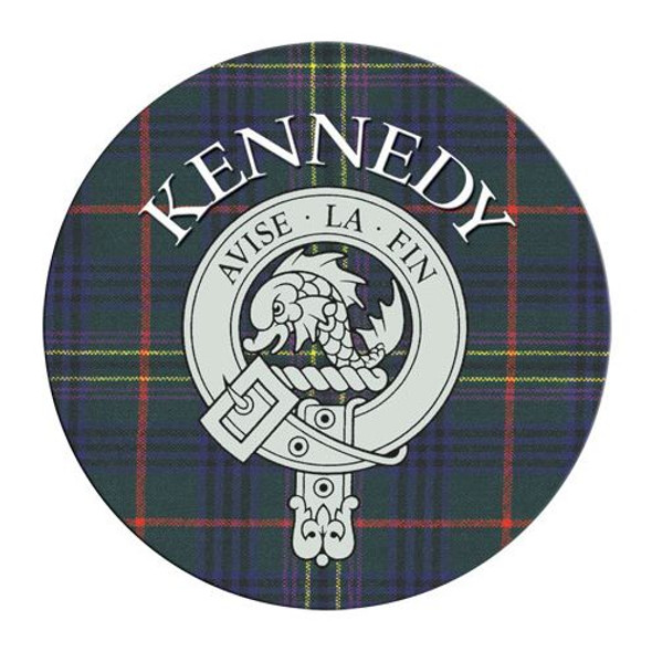 Kennedy Clan Crest Tartan Cork Round Clan Badge Coasters Set of 4