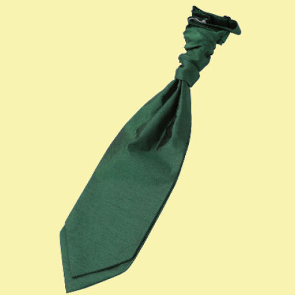 Emerald Green Mens Plain Shantung Pre-tied Ruche Wedding Cravat Necktie 