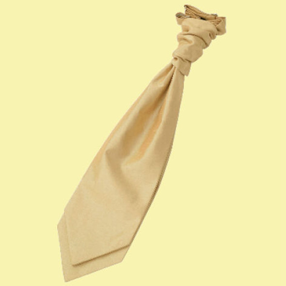 Gold Mens Plain Shantung Pre-tied Ruche Wedding Cravat Necktie 