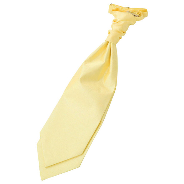 Lemon Yellow Mens Plain Shantung Pre-tied Ruche Wedding Cravat Necktie 