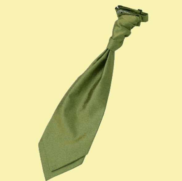 Olive Green Mens Plain Shantung Pre-tied Ruche Wedding Cravat Necktie 