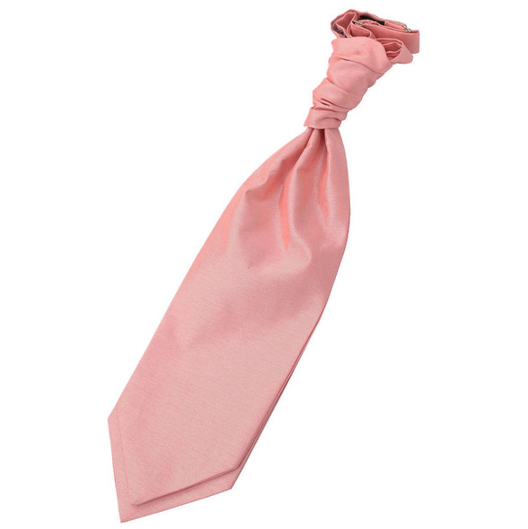 Peach Pink Mens Plain Shantung Pre-tied Ruche Wedding Cravat Necktie 