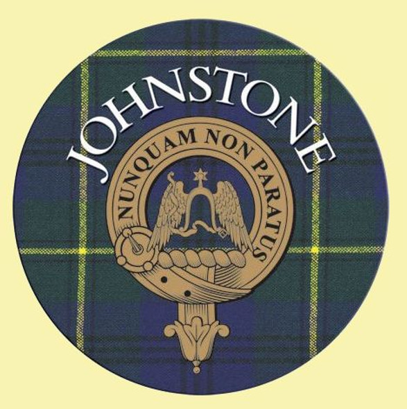 Johnstone Clan Crest Tartan Cork Round Clan Badge Coasters Set of 4