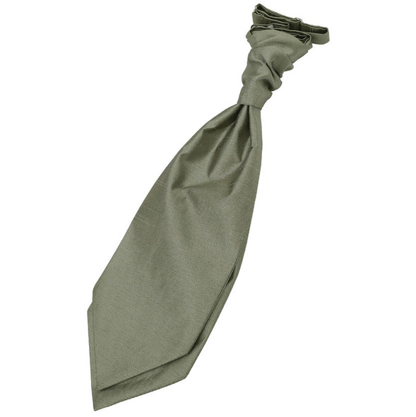 Sage Green Mens Plain Shantung Pre-tied Ruche Wedding Cravat Necktie 