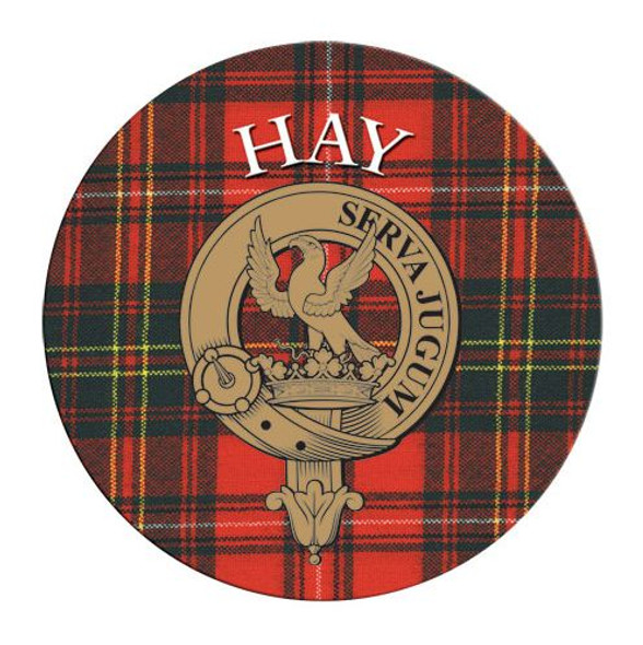 Hay Clan Crest Tartan Cork Round Clan Badge Coasters Set of 4