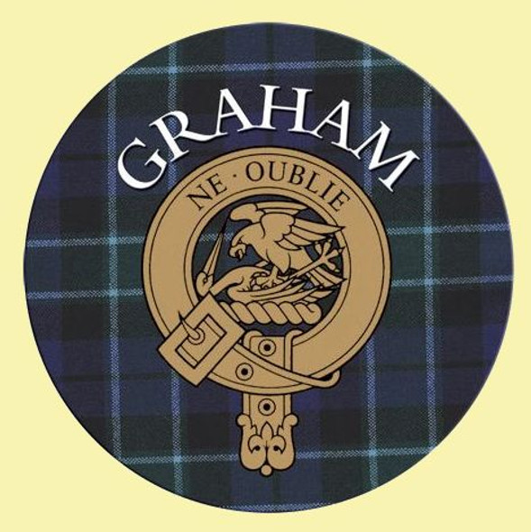 Graham Clan Crest Tartan Cork Round Clan Badge Coasters Set of 4