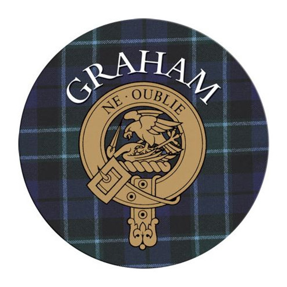 Graham Clan Crest Tartan Cork Round Clan Badge Coasters Set of 4