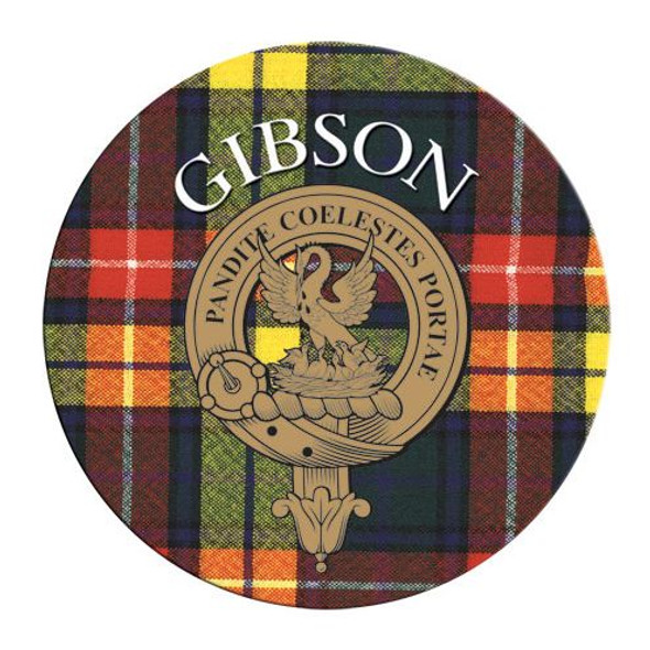 Gibson Clan Crest Tartan Cork Round Clan Badge Coasters Set of 4