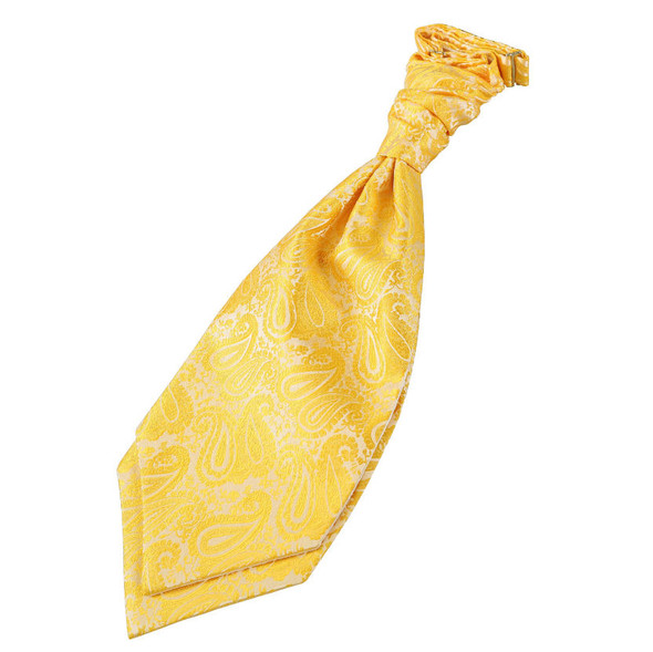 Gold Boys Paisley Microfibre Pre-tied Ruche Wedding Cravat Necktie 