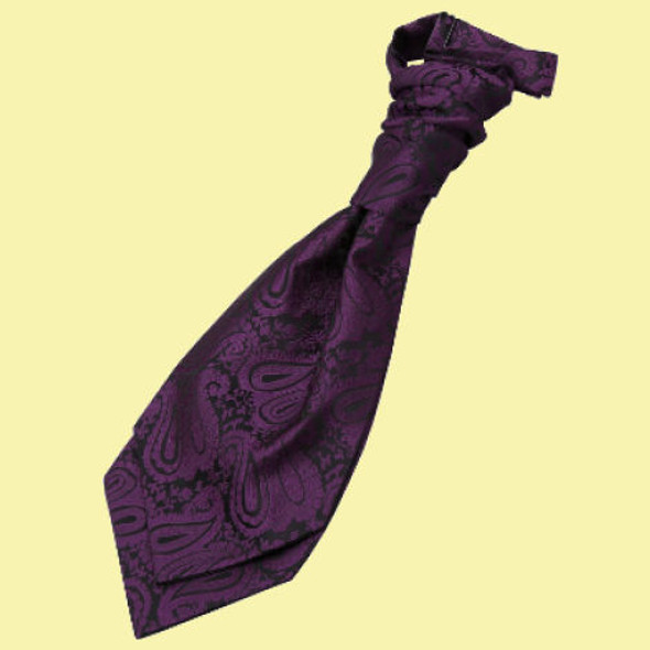Purple Boys Paisley Microfibre Pre-tied Ruche Wedding Cravat Necktie 