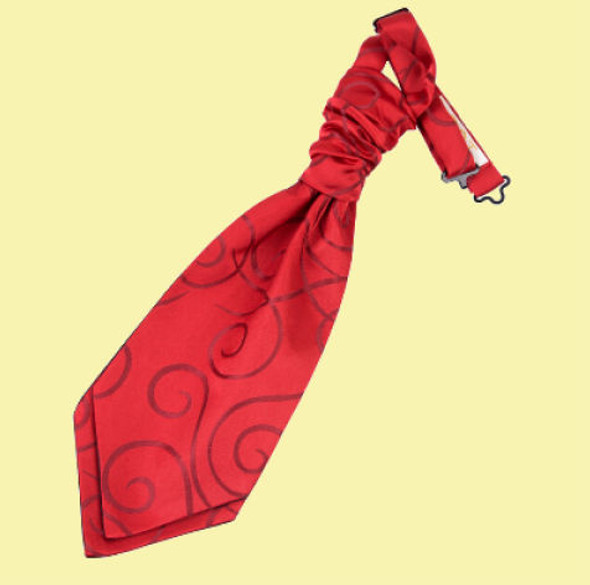 Burgundy Boys Scroll Microfibre Pre-tied Ruche Wedding Cravat Necktie 