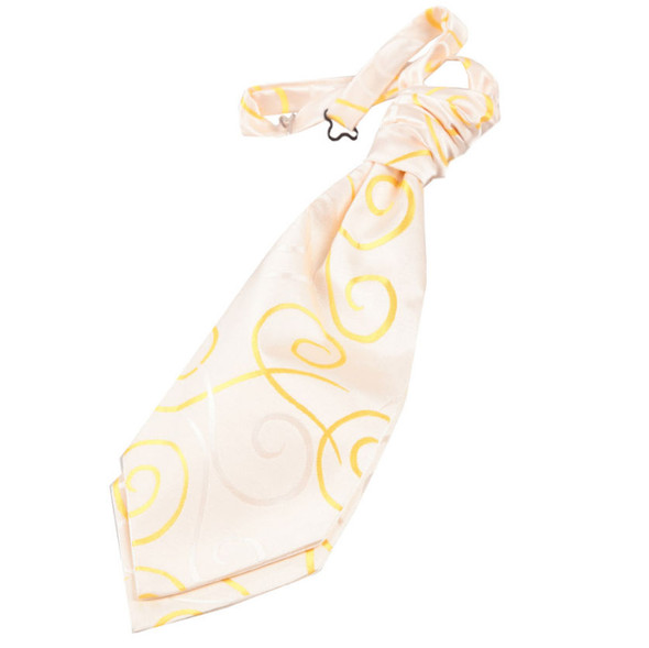 Gold Boys Scroll Microfibre Pre-tied Ruche Wedding Cravat Necktie 