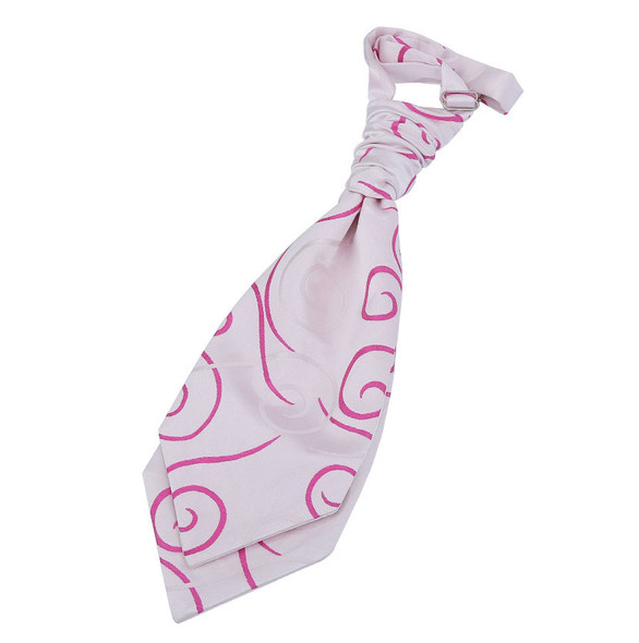 Ivory And Hot Pink Boys Scroll Microfibre Pre-tied Ruche Wedding Cravat Necktie 
