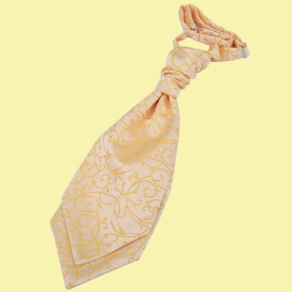 Gold Boys Swirl Microfibre Pre-tied Ruche Wedding Cravat Necktie 