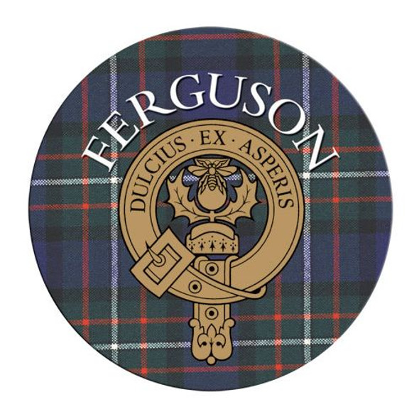 Ferguson Clan Crest Tartan Cork Round Clan Badge Coasters Set of 4
