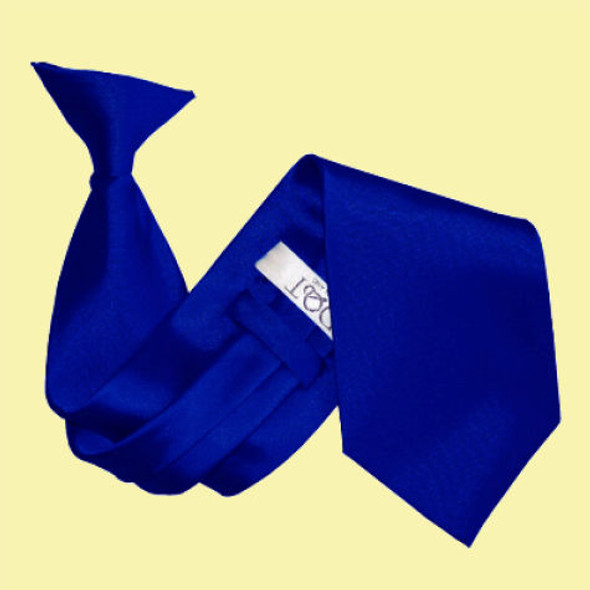 Royal Blue Mens Plain Satin Clip-on Tie Wedding Necktie Set Of Five