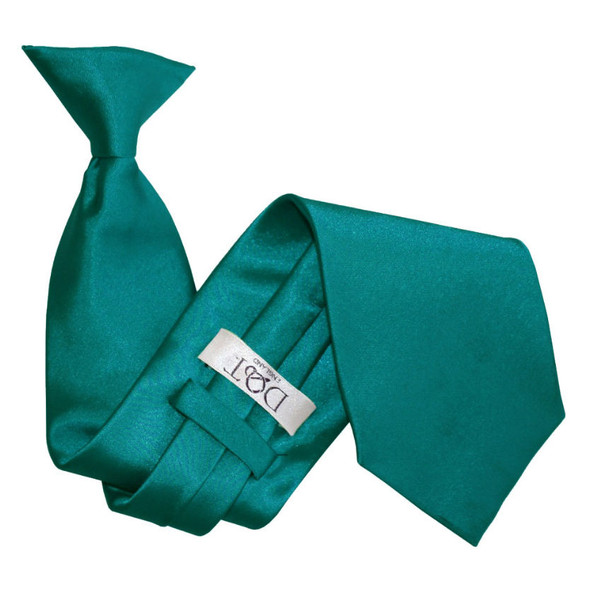 Teal Green Mens Plain Satin Clip-on Tie Wedding Necktie Set Of Five