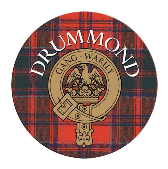 Drummond Clan Crest Tartan Cork Round Clan Badge Coasters Set of 4