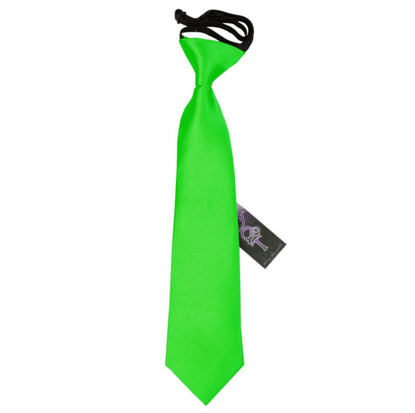 Apple Green Boys Plain Satin Elastic Tie Wedding Necktie 