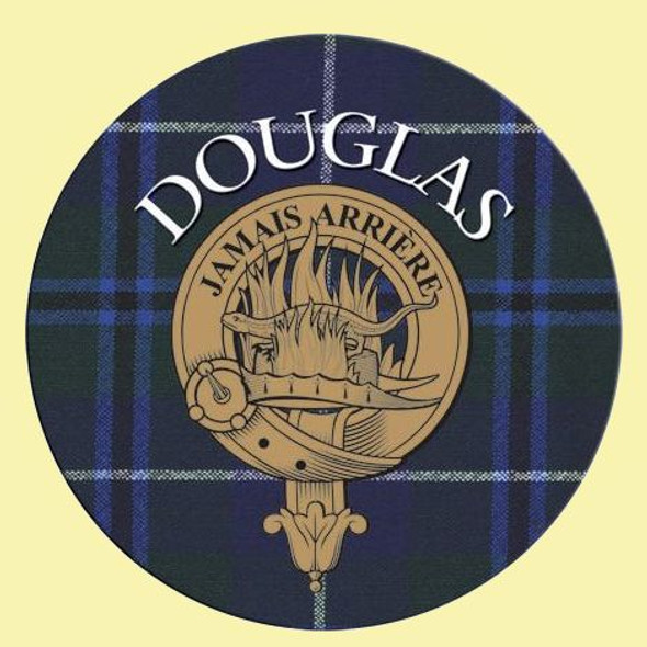 Douglas Clan Crest Tartan Cork Round Clan Badge Coasters Set of 4