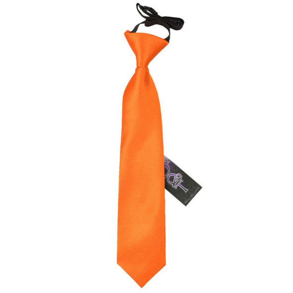Burnt Orange Boys Plain Satin Elastic Tie Wedding Necktie 