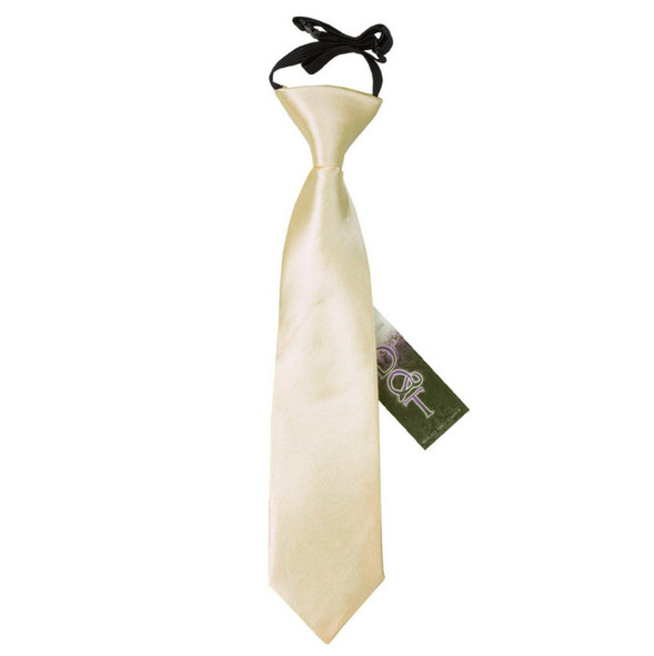 Champagne Boys Plain Satin Elastic Tie Wedding Necktie 