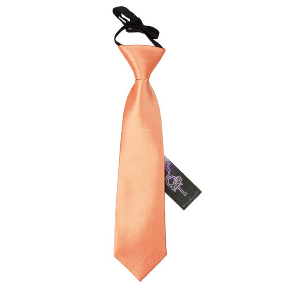 Coral Boys Plain Satin Elastic Tie Wedding Necktie 