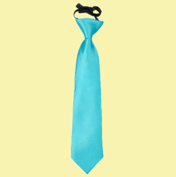 Robins Egg Blue Boys Plain Satin Elastic Tie Wedding Necktie 