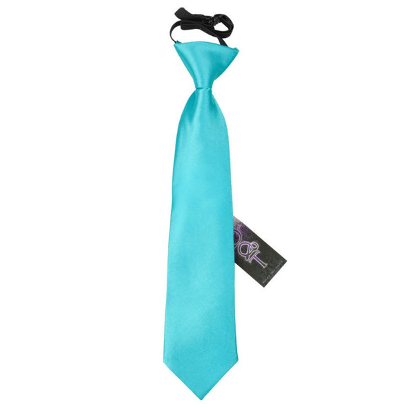 Robins Egg Blue Boys Plain Satin Elastic Tie Wedding Necktie 