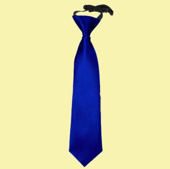 Royal Blue Boys Plain Satin Elastic Tie Wedding Necktie 