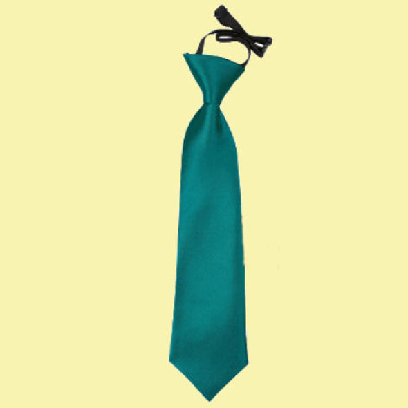 Teal Green Boys Plain Satin Elastic Tie Wedding Necktie 