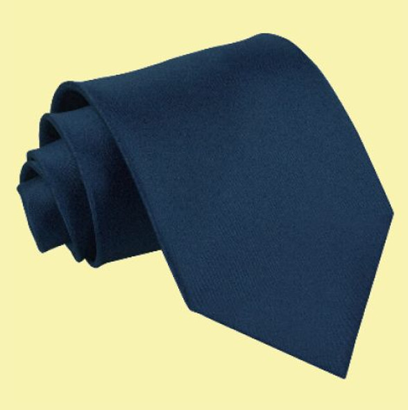 Navy Blue Mens Plain Satin Straight Tie Wedding Necktie