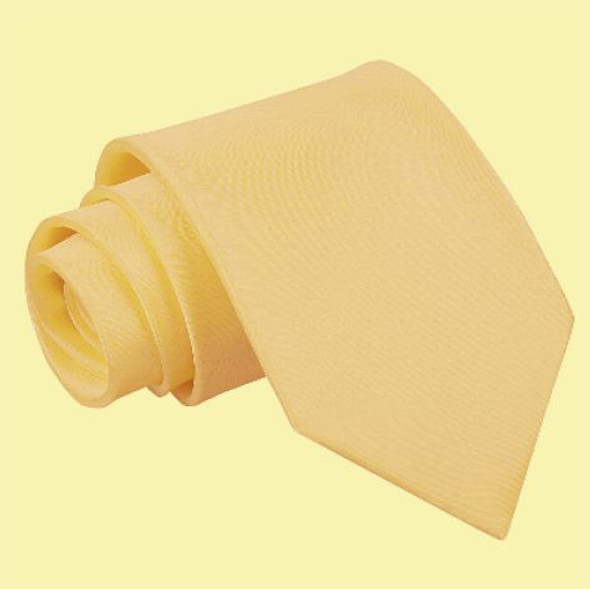 Pale Yellow Mens Plain Satin Straight Tie Wedding Necktie