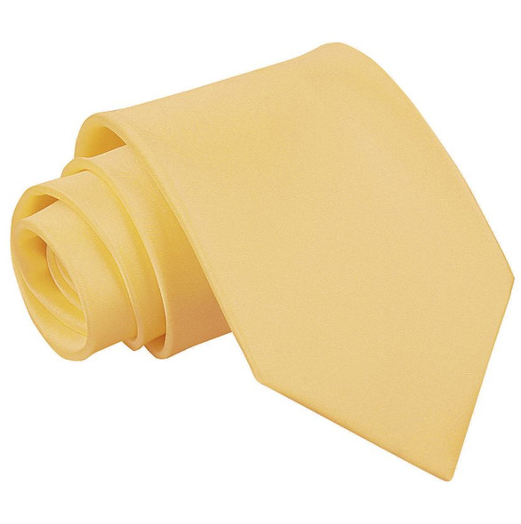 Pale Yellow Mens Plain Satin Straight Tie Wedding Necktie