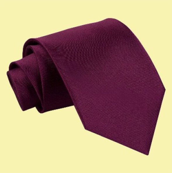 Plum Purple Mens Plain Satin Straight Tie Wedding Necktie