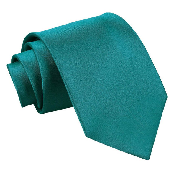 Teal Green Mens Plain Satin Straight Tie Wedding Necktie