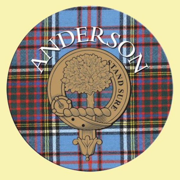 Anderson Clan Crest Tartan Cork Round Clan Badge Coasters Set of 4