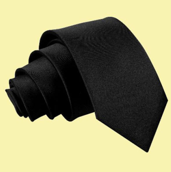 Black Boys Plain Satin Straight Tie Wedding Necktie