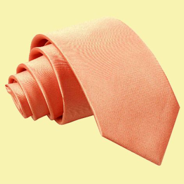 Coral Boys Plain Satin Straight Tie Wedding Necktie