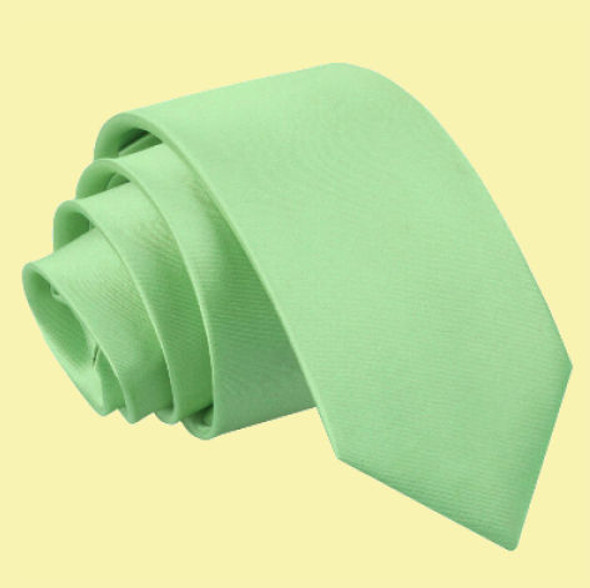 Lime Green Boys Plain Satin Straight Tie Wedding Necktie