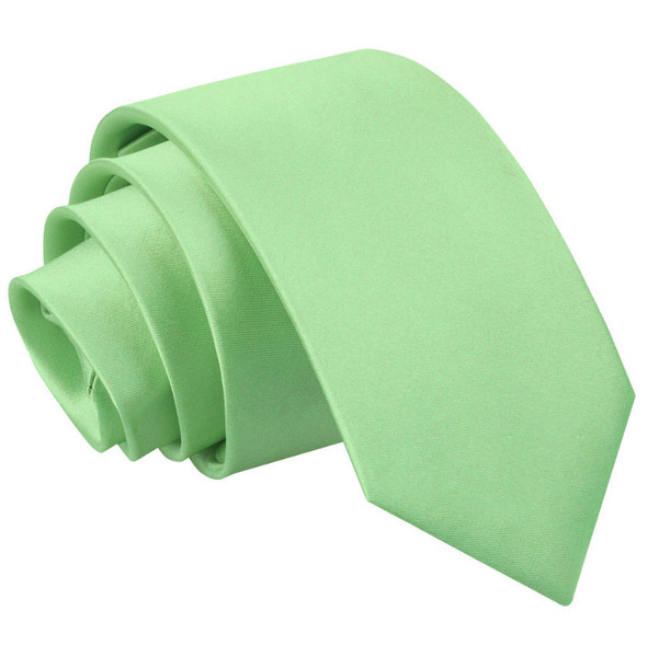 Lime Green Boys Plain Satin Straight Tie Wedding Necktie