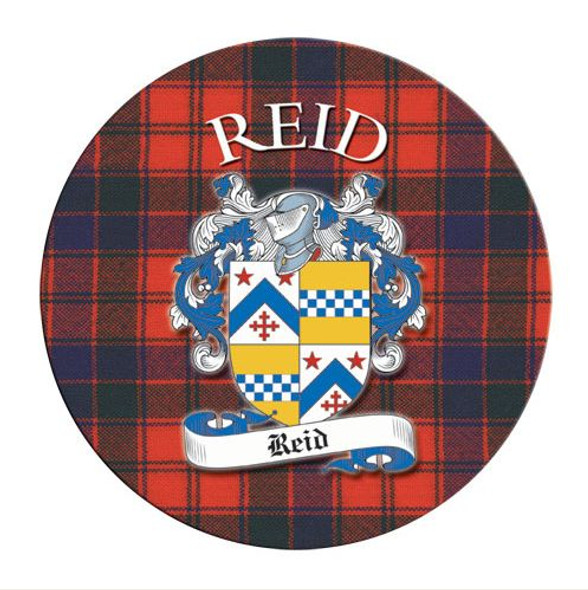 Reid Coat of Arms Tartan Cork Round Scottish Name Coasters Set of 2