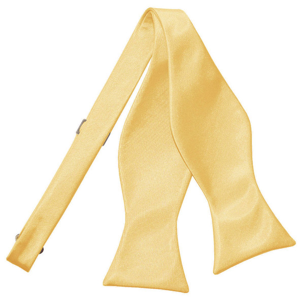 Pale Yellow Mens Plain Satin Self-Tie Bow Tie Wedding Necktie 