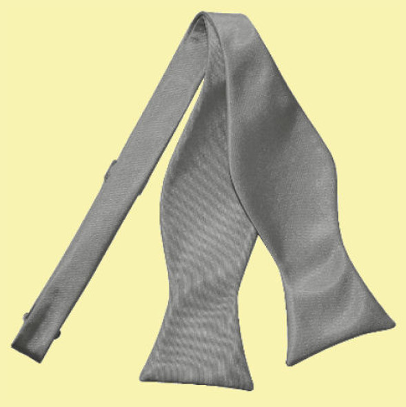 Platinum Grey Mens Plain Satin Self-Tie Bow Tie Wedding Necktie 