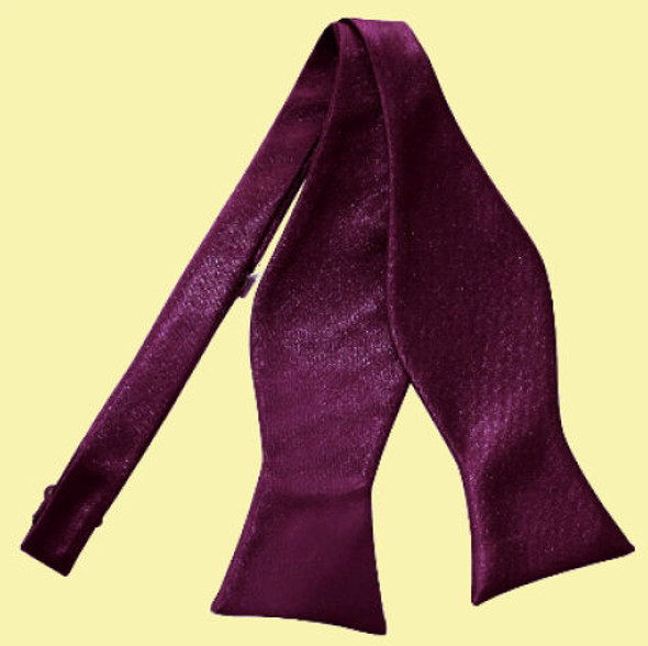 Plum Purple Mens Plain Satin Self-Tie Bow Tie Wedding Necktie 