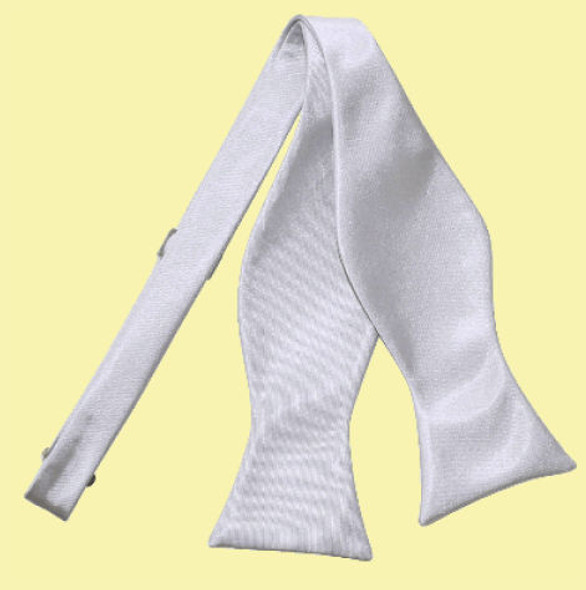 Silver Grey Mens Plain Satin Self-Tie Bow Tie Wedding Necktie 